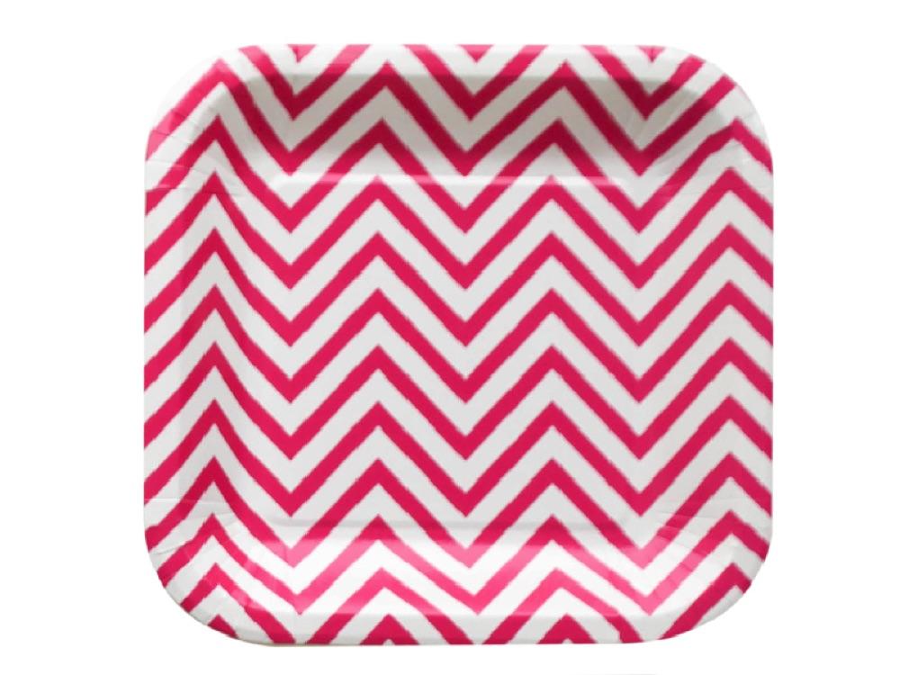 Plato Cuadrado Chevron 22 Cm X 10 Fucsia - Airy - Carnaval Online