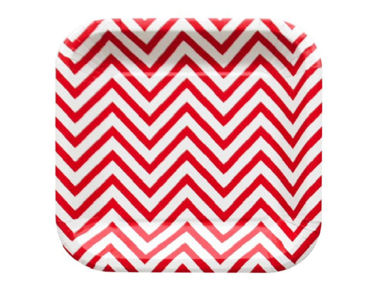 Plato Cuadrado Chevron 22 Cm X 10 Rojo - Airy - Carnaval Online