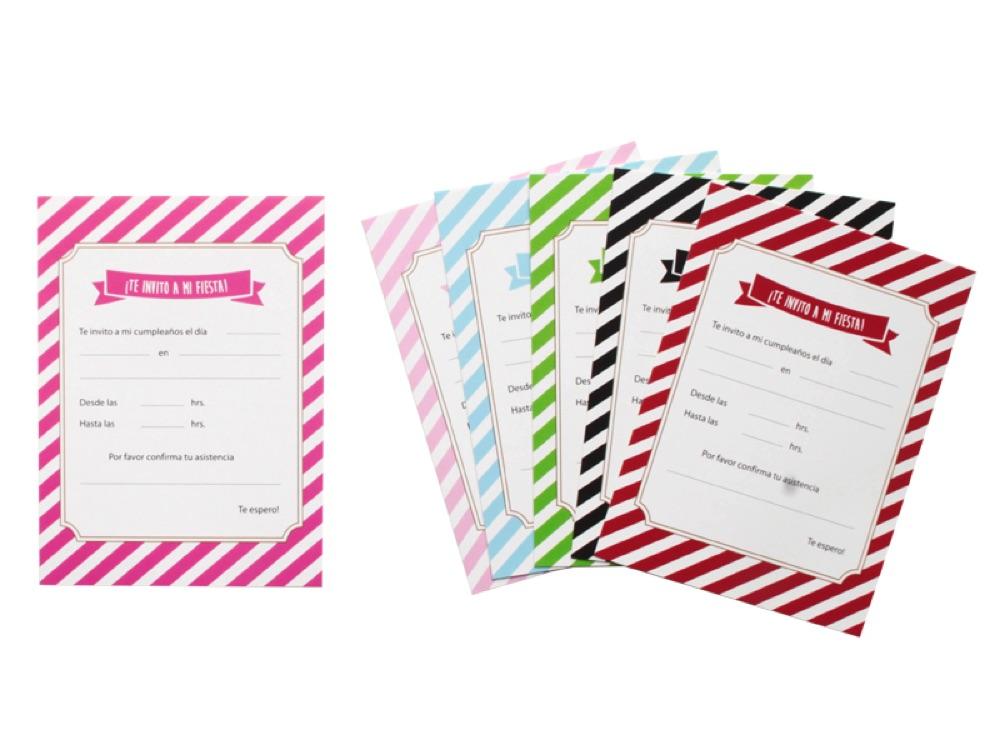 Invitacion Rayas X 6 Verde Lima - Airy - Carnaval Online