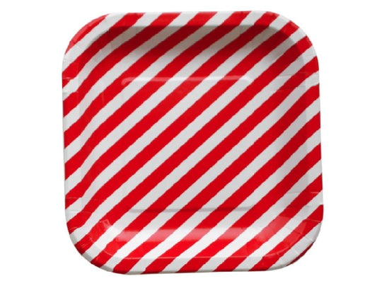 Plato Cuadrado Rayas 22 Cm X 10 Rojo - Airy - Carnaval Online