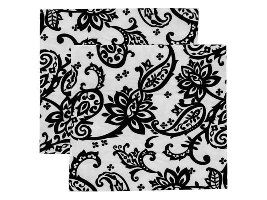Servilletas Flores Negro X 20