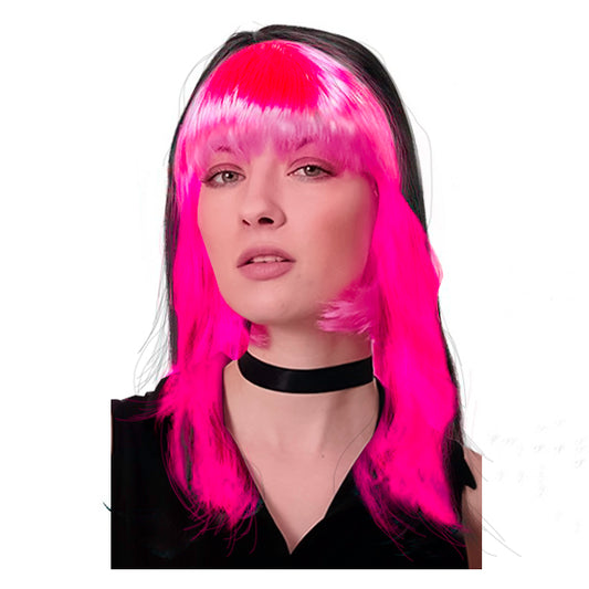 Peluca Fashion Bicolor  Rosa/Negro 40Cm - Pelucas