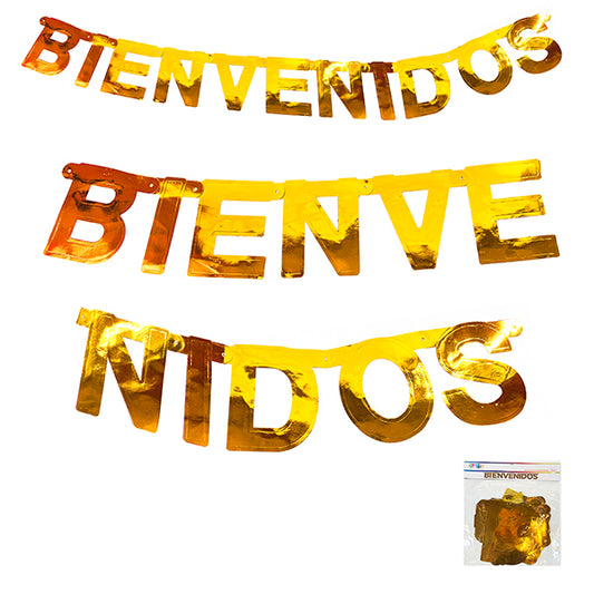 Banderin Bienvenidos Dorado 2 metros - Decoración