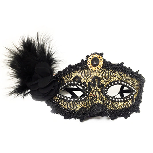 ANTIFAZ VENECIANO PLUMA ORO PREMIUM. - Máscaras y Antifaces