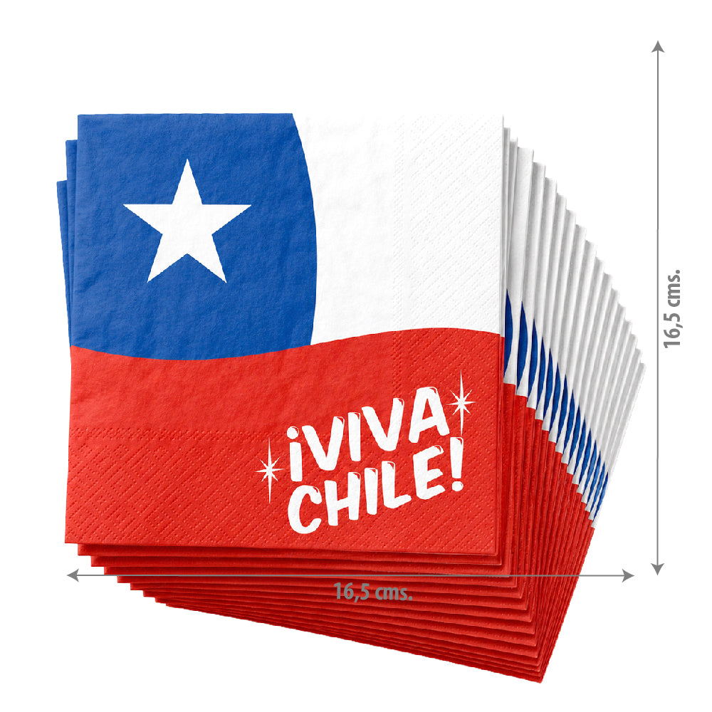 SERVILLETA IMPRESA 33*33 X20 VIVA CHILE - Vajilla y Mesa