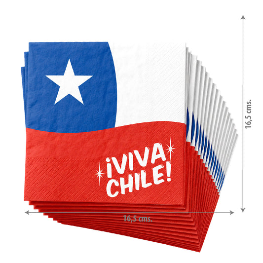 SERVILLETA IMPRESA 33*33 X20 VIVA CHILE
