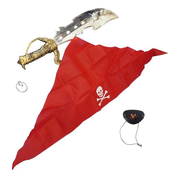 SET PIRATA 4 PCS. ESPADA BANDANA PARCHE ARETE