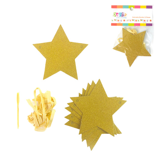 GUIRNALDA ESTRELLA GLITTER DORADA - Decoración