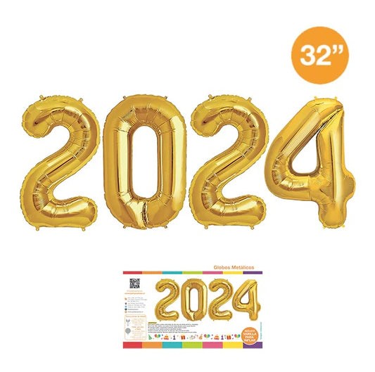 GLOBO METALIZADO AÑO NUEVO 2024 - 32"