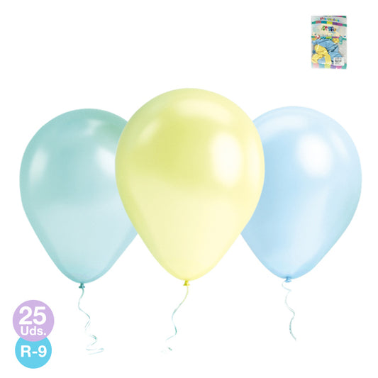 Globo 9" Pastel Surtido 25 unidades.