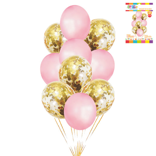 Bouquet Globos Rosa y confetti