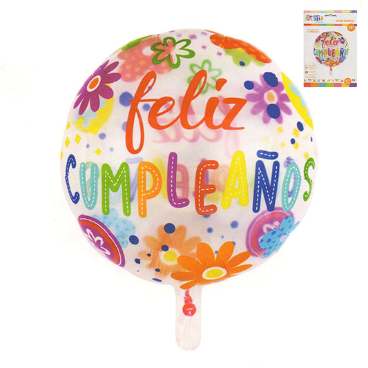 Globo Feliz Cumpleaños, Flores - Globos