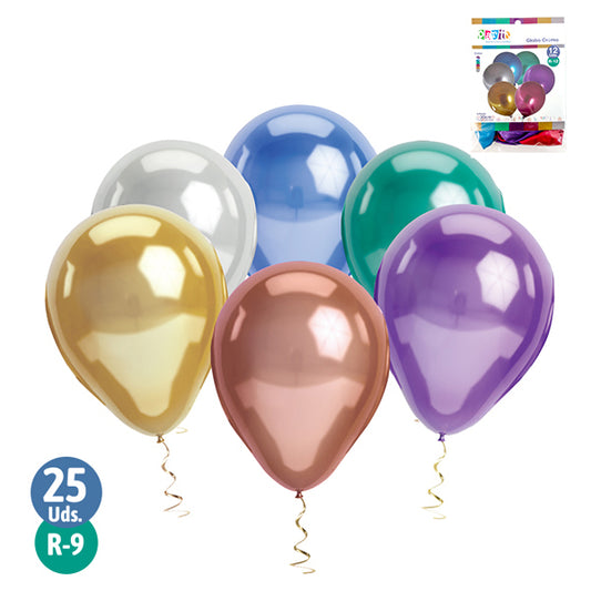 Set de 25 globos cromados surtidos R9