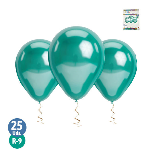 Set de 25 globos cromados verde R9