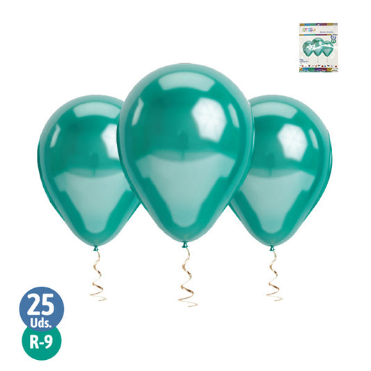 Set de 25 globos cromados verde R9