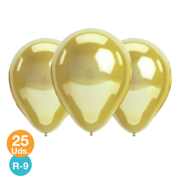 Globos Metalizados Dorado 9" x 25unidades - Globos