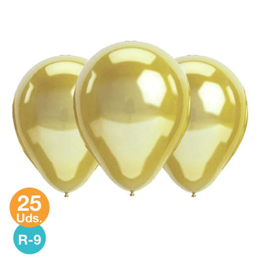 Globos Metalizados Dorado 9" x 25unidades - Globos