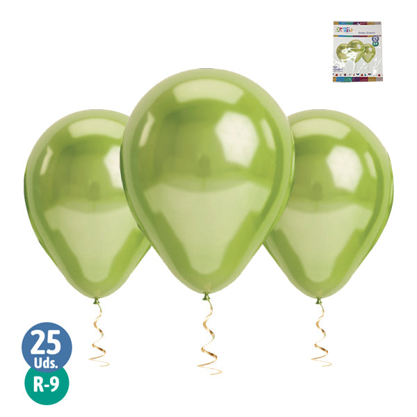 Set de 25 globos cromados verde lima R9