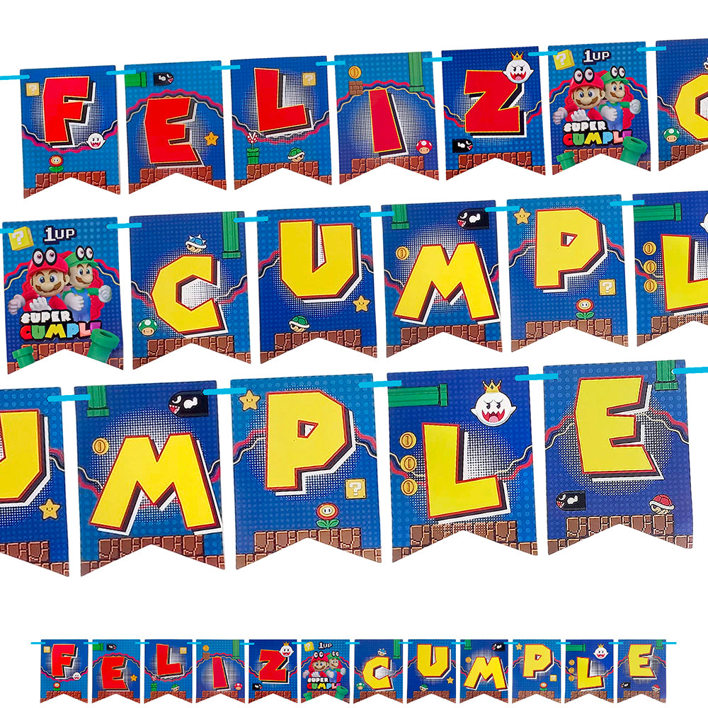 banderin feliz cumple mario - Decoración