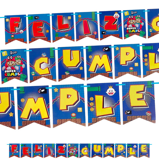 banderin feliz cumple mario