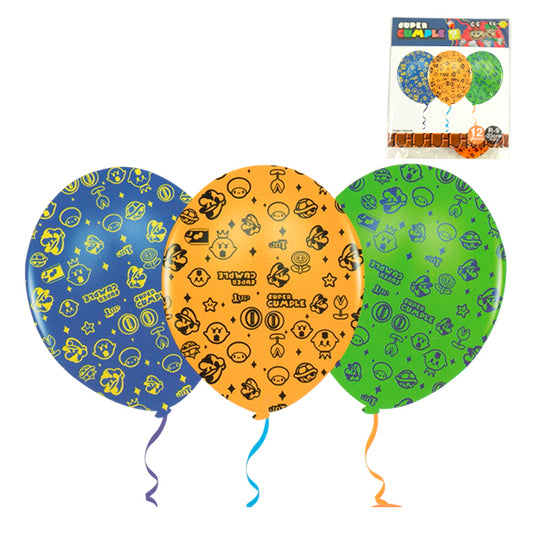 Set 12 globos latex Mario
