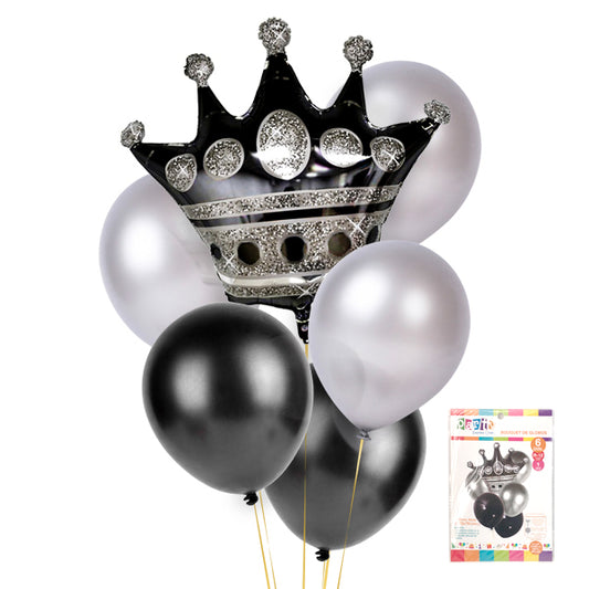 Set Globo Mylar/Latex Corona Negro - Globos