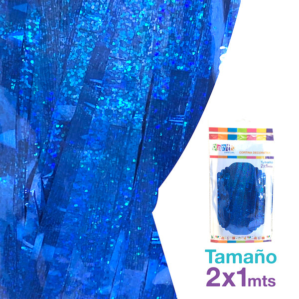 CORTINA METAL 100x200 AZUL HOLEOGRAFICA