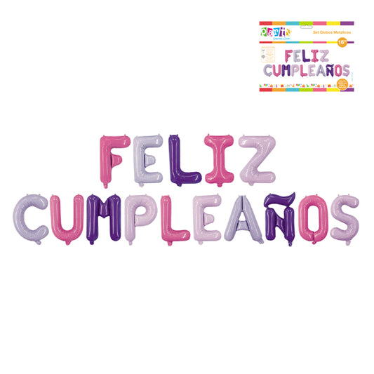 Set Feliz Cumpleaños pastel rosa 16 pulgadas - Packs de Cotillón