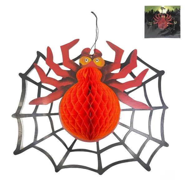 Decoracion araña colgante halloween papel 40cm