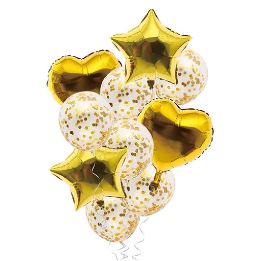 GLOBO MYLAR/LATEX CONFETTI DORADO 10 PIEZAS. - Globos
