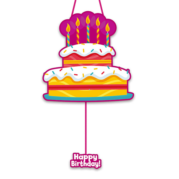 Piñata con forma de torta de cumpleaños