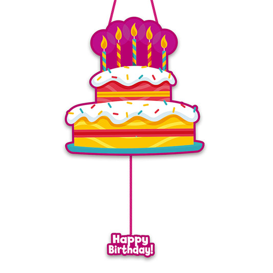 Piñata con forma de torta de cumpleaños