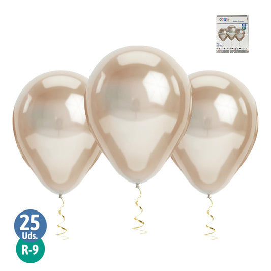 Globos Cromados Champagne R-9 x 25 unidades. - Globos