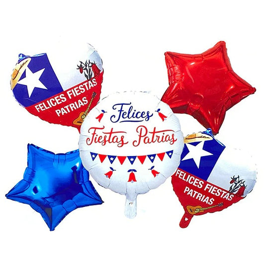 Globo Metalico 18" Felices Fiestas 5 Piezas