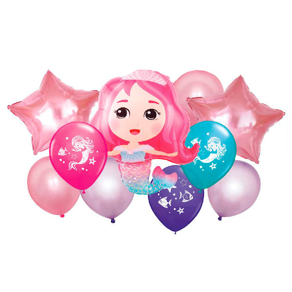 Globo Latex/Mylar X 10Pzs. Sirenita - Globos