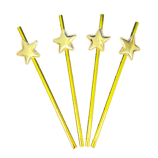 BOMBILLA PAPEL METALIZADA ESTRELLA X 4 DORADA - Vajilla y Mesa