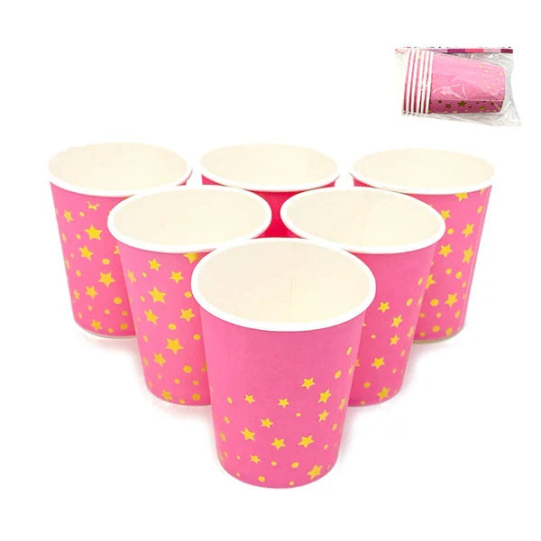 Vaso Polipapel Fucsia Dorado x 6 unidades