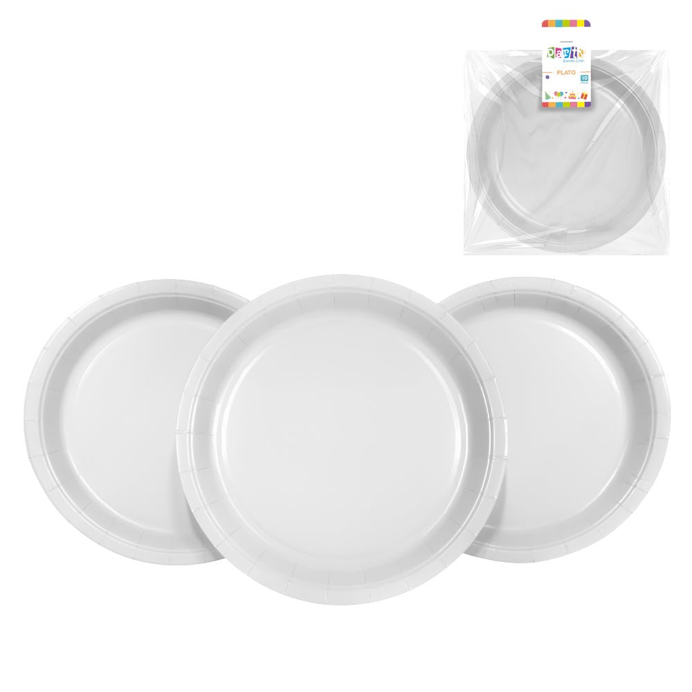 Plato Carton Color 7" X 10 Blanco