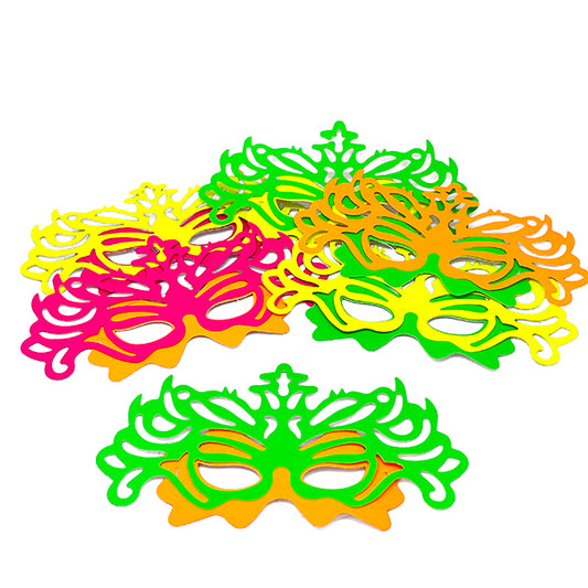 ANTIFAZ PAPEL MARIPOSA FLUOR 6 UNIDADES - Máscaras y Antifaces