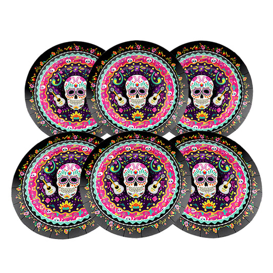 Set 6 platos Catrina Fiesta mexicana