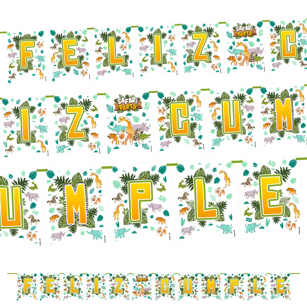 BANNER F.C. LETRAS SAFARI PARTY - Decoración
