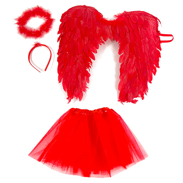 SET ALAS PLUMAS/TUTU/CINTILLO ROJO ADULTO - Cintillos y Coronas