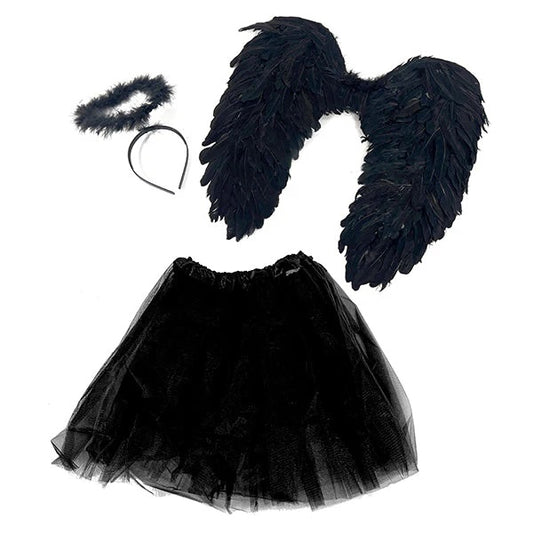 SET ALAS PLUMAS/TUTU/CINTILLO NEGRO