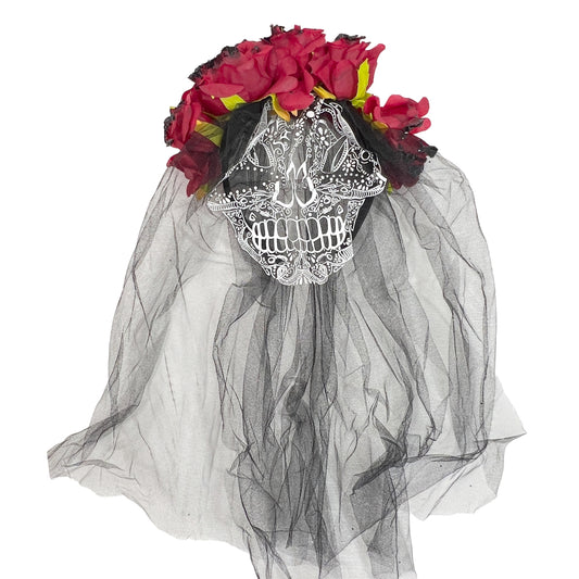 CINTILLO FLORES VELO CALAVERA CATRINA - Cintillos y Coronas