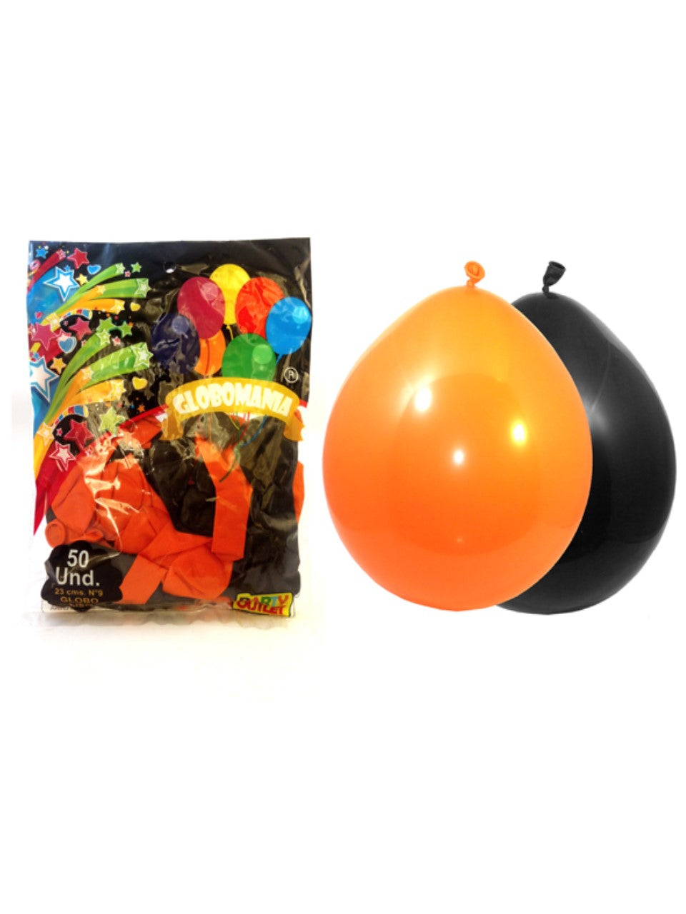 Globo látex 9 negro y naranja
