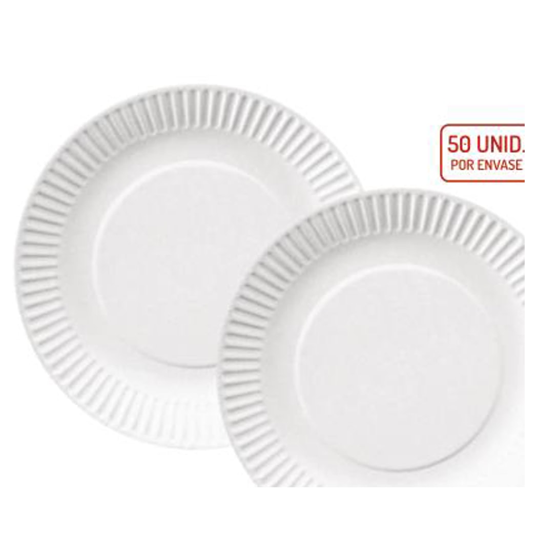 Plato 7 Carton C Blanco X50 Uni - Vajilla y Mesa