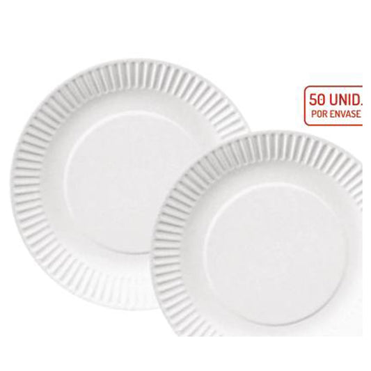 Plato 7 Carton C Blanco X50 Uni