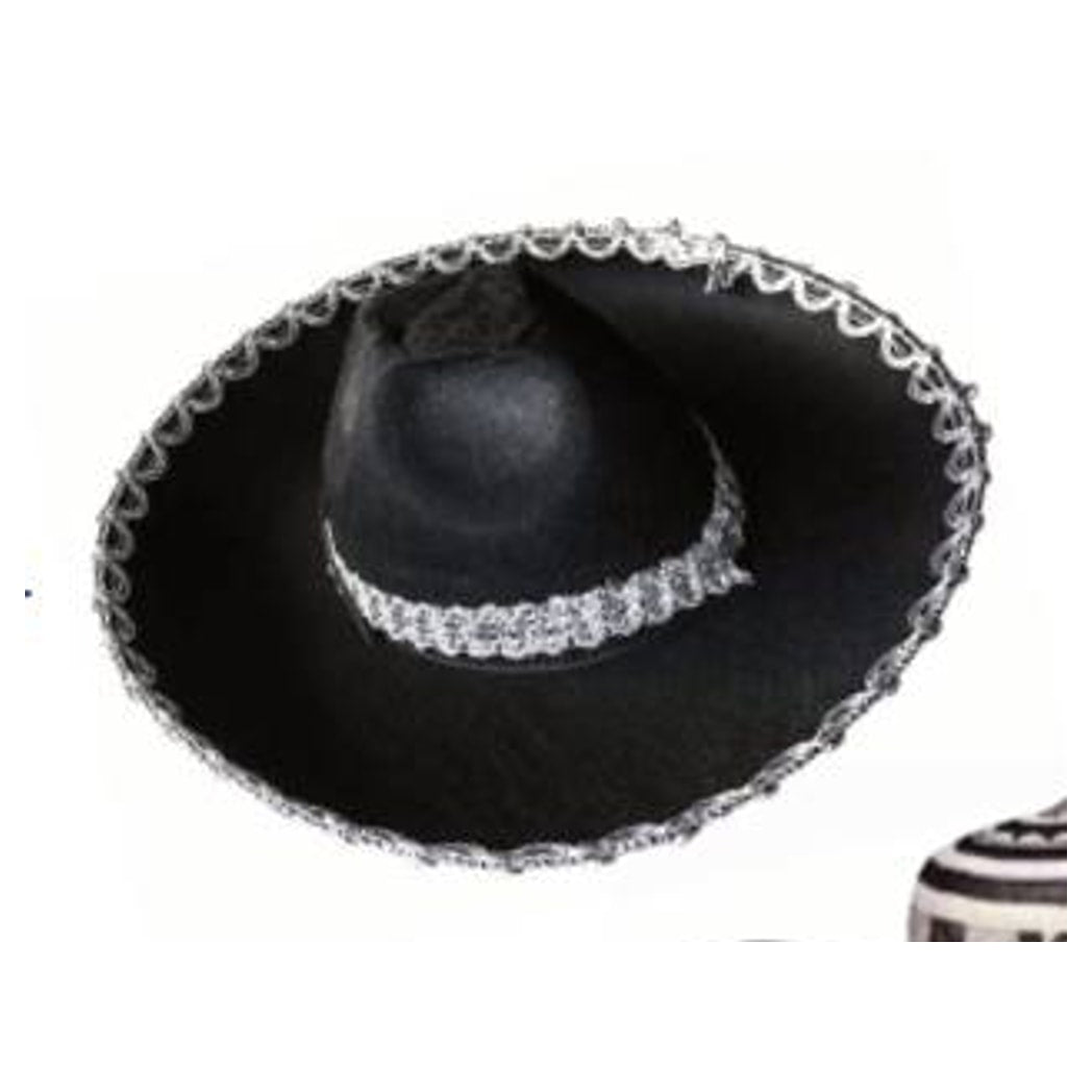 Sombrero Mexicano Negro Mediano X1Uni - Gorros y Sombreros