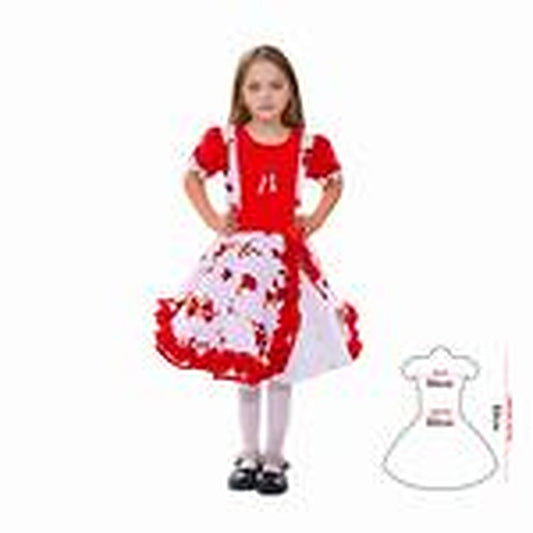 Vestido Huasa Chinita Floreado Rojo/Blanco 3-4