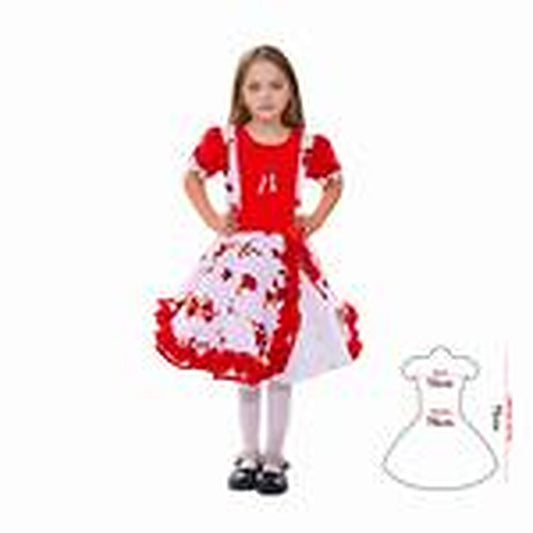 Vestido Huasa Chinita Floreado Rojo/Blanco 7-9